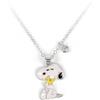 Jacmel BRASS SLV PLT 40,6 cm + 5,1 cm 3D SNOOPY HUGGING WOODSTOCK CIONDOLO COLLANA