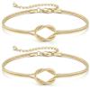 Milacolato Bracciali Coppia con Nodo Regolabile Regalo Bracciale Donna | Oro 18 Carati Placcato Argento Bracciali Donna,Ipoallergenico Regalo Migliore Amica,Regali Fidanzata San Valentino 2PZ Or