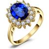 JewelryPalace Kate Middleton Anello Halo Donna Argento 925 Con Pietre Preziose Colorate, Princess Diana William Anelli Dorati in Oro Con Pietra Ovale, Fedina Zirconi Oro Rosa Set Gioielli