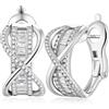 Miaofu Orecchini a Cerchio 18k Oro Bianco Placcata Argento Zirconi Simulato Diamante Brillanti per Donna
