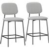 HOMCOM Set 2 sgabelli da bar con poggiapiedi 45x49x102cm Grigio chiaro | Sgabello da bistro in velluto, sedia da cucina con schienale, set da bancone, gambe in acciaio, soggiorno