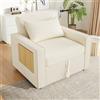 MOHUANG Divano letto pieghevole multifunzione con supporto per cellulare, poltrona relax a 1 posto, convertibile, salvaspazio, per soggiorno e camera da letto, tessuto a coste, beige