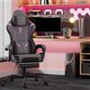 Alpstorm Sedia da gaming con schienale regolabile e cuscino lombare, design in pelle di alta qualità, robusta sedia da ufficio per PC con poggiapiedi estraibile (nero, grigio, viola, PU)