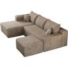 Comfyu Grande divano a coste da 241 cm, senza cornice, senza montaggio, cammello | Boneless Design, chaise longue, larghezza 270 cm, grigio, divano modulare