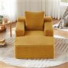MOHUANG Divano chaise longue moderno senza ossa in velluto a coste, comodo divano letto / poltrona relax senza montaggio, poltrona sdraio per soggiorno, ufficio e appartamento, giallo