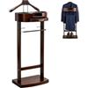 BEDCKCC Servo Muto da Camera Moderno in Legno, Indossatore Appendiabiti，Marrone | Servomuto di Lusso con Vassoio, Appendipantaloni e Cassetta con Scomparti, per Abiti da Uomo e da Donna, per ingressi