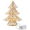 com-four® Albero di Natale LED Dorato in Metallo 30 cm | Albero luminoso dorato con nastro glitterato per finestra, tavolo o scaffale, decorazione natalizia