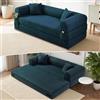 finoki Divano letto largo 203 cm, divano letto 3 in 1, senza ossei, divano in velluto a coste durevole con schienale imbottito in schiuma ad alta densità, divano per soggiorno, blu navy