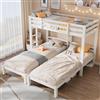 Moimhear Letto triplo, letto a castello triplo con scala laterale per bambini e adolescenti(90 x 200 cm, bianco-1)