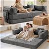 WOLTU Divano Letto Trasformabile 3 Posti, Sofa Modulare, Grigio Scuro | con Cuscini Rimovibili, Rivestimento in Ciniglia Sfoderabile, senza Montaggio, Portata 600 kg, per Soggiorno, 207x106x68 cm