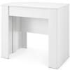 MEGAOFFERTE.IT Tavolo Consolle Allungabile 300 Cm Fino A 14 Posti Tavolo Trasformabile Salvaspazio Con 5 Prolunghe Integrate In Melaminico Antigraffio Sala Da Pranzo E Soggiorno (Bianco Lucido)