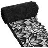 Alfuny Nastro di Pizzo Nero, 10 cm Largo, 5 Yards, Bordo di Pizzo Elastico | morbido ed elastico, ideale per abbigliamento e tessili per casa, versatile per cucito e decorazione, venduto a metraggio