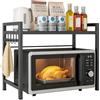 Carlo Milano Scaffale per microonde estensibile 2 ripiani nero 39-63 x 46 x 36 cm con 8 ganci