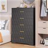 Garvee Cassettiera alta salvaspazio con 5 cassetti profondi - Comò moderno in legno/MDF - Maniglie dorate - Mobile contenitore per camera da letto/ingresso/soggiorno - Nero