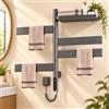 LRHRHR Scaldasalviette Elettrico Bagno, Porta Asciugamani Riscaldato Nero-Gray | Rotazione 180°, Riscaldamento Rapido, Temperatura e Timer Regolabili, Montaggio a Parete Plug-In o Fisso, Design Moderno