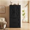 MURUL Mobile da cucina in stile rustico, 2 cassetti, ripiani regolabili, design con porta del fienile, mobile per cucina, sala da pranzo, soggiorno, colore: nero