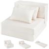 RELAX4LIFE Divano Letto Pieghevole 3 in 1,Beige,72 x 76 x 58 cm | Convertibile con 2 Cuscini, Fodera Lavabile con Cerniera, Materasso da Pavimento per Soggiorno e Camera da Letto
