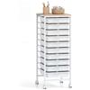 KOMFOTTEU Carrello Organizer con 4 Ruote Girevoli (Colorato, 10 Cassetti) | Cassettiera Multiuso e Salvaspazio, Struttura in Metallo, per Cucina, Soggiorno, Bagno e Ufficio
