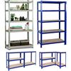 7Sevenjokers Scaffalatura per carichi pesanti, da cantina, cantina, officina, con 5 ripiani, organizer per armadi da cucina, scaffale in metallo per interni ed esterni, 175 kg per mensola, 5 anni di garanzia