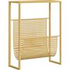 Generico Portariviste in Acciaio Dorato 35x15x45 cm,Scaffale per Libri e Riviste,Organizer Moderno con Ripiano,Ideale per Soggiorno Ufficio e Camera da Letto