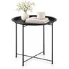 PALUPLUS Tavolino Rotondo Pieghevole in Metallo di colore Nero, Misura 47x50 cm, Tavolo Basso con Piano Rimovibile per Soggiorno, Studio, Ufficio, Sala da Pranzo, Portata Max 3kg -6949 - F