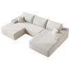 Comfyu Divano grande in velluto a coste, 241 cm, senza cornice, senza montaggio | Boneless Design, chaise longue, larghezza 270 cm, grigio, divano modulare
