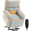 HOMCOM Poltrona Elettrica Alzapersona Reclinabile 145° in Ciniglia, Crema | Poltrona Relax, Massaggiante Vibrante 8 Punti, Riscaldante, Imbottita, per Anziani, Porte USB, Telecomando, Poggiapiedi