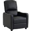 HOMCOM Poltrona Relax Manuale Reclinabile 155° con Poggiapiedi, Nera | Poltrona Reclinabile Ergonomica, Spessa Imbottitura, Pelle PU, Struttura in Metallo e Legno, Soggiorno, Camera, 69x91x100cm