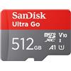 SanDisk 512GB Ultra Go scheda microSDXC + adattatore SD (per smartphones e Tablet Android, UHS-I, fino a 150 MB/s, Full HD Video, V10, con prestazioni app A1, Class 10, U1) per Amazon