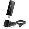 NETGEAR Adattatore WiFi 6E A8000, USB Nighthawk AXE3000, WiFi 6E senza fili per computer portatile o desktop. Velocità WiFi fino a 3 Gb/s. Compatibile per tutte le generazioni di PC