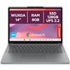 Lenovo Chromebook 14" Notebook IPS WUXGA (1920x1200), 128GB SSD, 8GB RAM, Wi-Fi6E, ChromeOS, Intel N150 - Laptop Leggero per Studio, Streaming e Uso Quotidiano - Caricatore non incluso