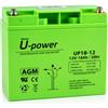 Master U-Power U-Power Batteria AGM 12V 18Ah, piombo VRLA, M5, senza manutenzione | Batteria al piombo AGM/VRLA 12V 18Ah, sigillata, ricaricabile e senza manutenzione, Terminale M5.