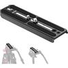 NEEWER 501PL Treppiede Sgancio Rapido Piastra per MVH500AH MVH502AH | 6.3"/16cm Extended Camera Mounting Piastra, con 1/4" 3/8" Screws, Anti Off Pin, per GM001 GM002 GM006 Fluid Heads, QR6