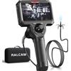 Ralcam Endoscopio 360° Orientabile con Display HD 5" 1280×720, Sonda 6,2 mm con 6 LED, Cavo Semirigido 1,5 m, IP67 Impermeabile per Ispezioni Professionali