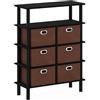 Furinno Frans Tavolo consolle contenitori, Legno ingegnerizzato, Rovere Nero/Nero/Marrone, 3-Tier