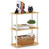 Furinno Libreria Bassa a 3 ripiani Beech/White Tubi classici | Scaffale angolare a telaio aperto, per organizzazione e stoccaggio, soggiorno, garage, casa ufficio