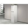 Dmora Dispensa da Cucina Quintino 60x30x165h cm Bianco Bianco Lucido 4 Ripiani 2 Cassetti, 2 Ante Made in Italy