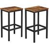 VASAGLE Set di 2 Sgabelli da Bar, Sedie da Pranzo Alte, Stile Industriale | Per Cucina, Sala da Pranzo, Soggiorno, Marrone Vintage e Nero, Collezione BARNET LBC65X