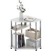 Furinno Turn-N-Tube Scrivania angolare salvaspazio con Ripiani, Legno ingegnerizzato, Quercia Bianca/Acciaio Inossidabile, 79 (W) x 72.4 (H) x 57.2 (D) cm