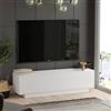 Dmora - Mobile porta TV Ganymede, Credenza da soggiorno, Armadio basso per TV, Base parete attrezzata, 140x36 h38 cm, Bianco