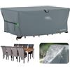 Velway Copertura Tavolo Esterno Giardino Impermeabile 242x162x71cm Grigio | Telo Copri Tavolo per Mobili con Sfiato d'Aria, Antivento, Antipolvere, Anti-UV, per Tavoli e Sedie da Cortile, Rettangolare