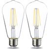 Amazon Basics Lampadina a LED vintage, ST64, attacco Edison E27, 7 W (equivalente a 60 W), con filamento chiaro, confezione da 2, non dimmerabili, Luce Bianca Calda