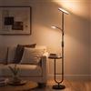 LuminexDesigns Lampada da Terra LED con Ripiano, 36W+7W Dimmerabile con Telecomando, Testa Girevole a 350°, 2700K-6500K, Lampada Moderna Nera per Soggiorno, Salotto e Ufficio AVEN MF18