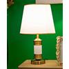 Dmora Lampada da tavolo Bonefro, Luce da scrivania, Luminaria da ufficio, Lampada da lavoro, Bianco e Oro, 31x31 h52 cm