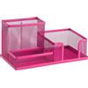 D.RECT KOMO Organizer da Scrivania in Metallo - Portapenne a 3 Scomparti in Rete Metallica - Utensilo Multifunzionale per Accessori Ufficio - Rosa