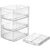 Cozary Set di 4 Organizer Frigorifero Impilabili Pieghevoli, Contenitori Frigo Trasparenti con Maniglia, senza BPA, per Cucine, Frigoriferi, Armadietti, Bagno e Dispense, 20,5 x 15,5 x 9,5 cm