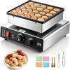 VEVOR Mini Macchina di Pancake, 25 Piastre per Waffle e Muffin da 43 mm di Diametro, Griglia Antiaderente in Acciaio Inox, Controllo Temperatura e Tempo, Cucina di Casa e Ristorante