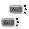 Cozary Termometro per Frigorifero 2 Pezzi con Display LCD e Magnete | Termometro Frigo e Congelatore con gancio pieghevole, si fissa con magnete o si appoggia, per cucina e dispensa
