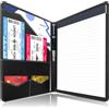 NEWYES Cartellina Porta Documenti A4 in Ecopelle Impermeabile, Nero | Organizer con scomparti carte, portapenne, tasca smartphone e tablet 13". Perfetto per ufficio, conferenze e viaggi d'affari.