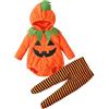HEONSATI Vestito Zucca Neonati Vestito Bambini Ragazze Ragazzi Da Zucca Pumpkin | Pagliaccetto Da Carnevale Neonato Ragazza Unisex Cosplay Vestito Bambino Neonato a Maniche Lunghe Cappello Invernali Pumpkin